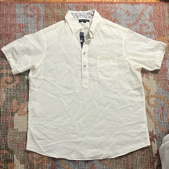 Daniel Cremieux Other - Cremieux Cream Linen Blend Short Sleeve Polo – Men’s Size XL